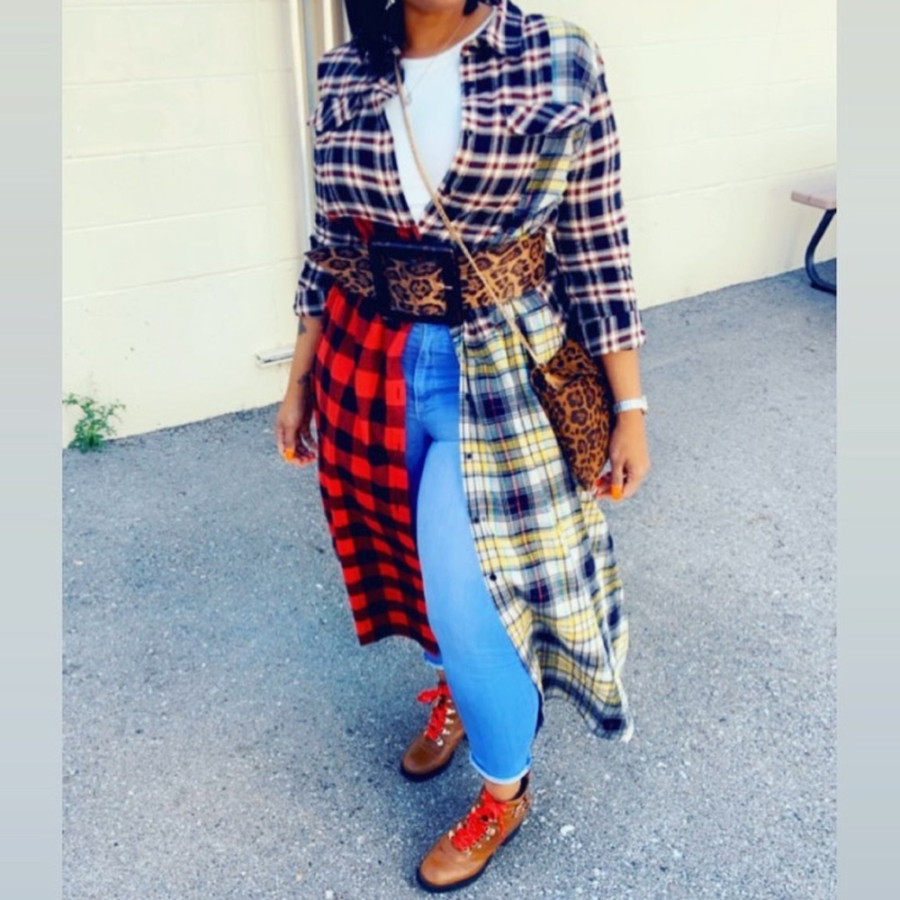 NWT MIXED PRINT RED & BLACK MULTI PLAID SHIRT/ CARDIGAN